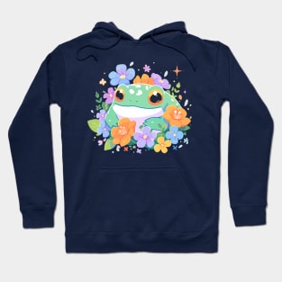 Froggy Kawaii Baby Frog With Beautiful Flowers Hoodie